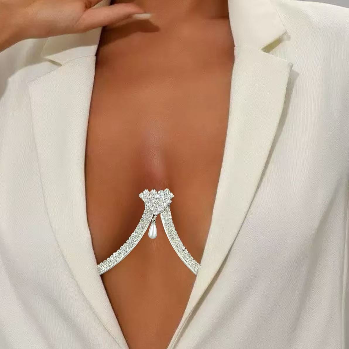 Women's chest support pearl pe - đánh giá và giá Body Jewelry Necklace