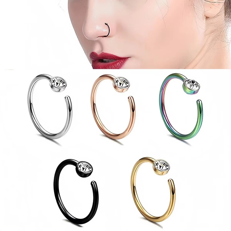 5pcs 18G Nose Rings C-Shaped N - đánh giá và giá Body Jewelry Surgical Steel