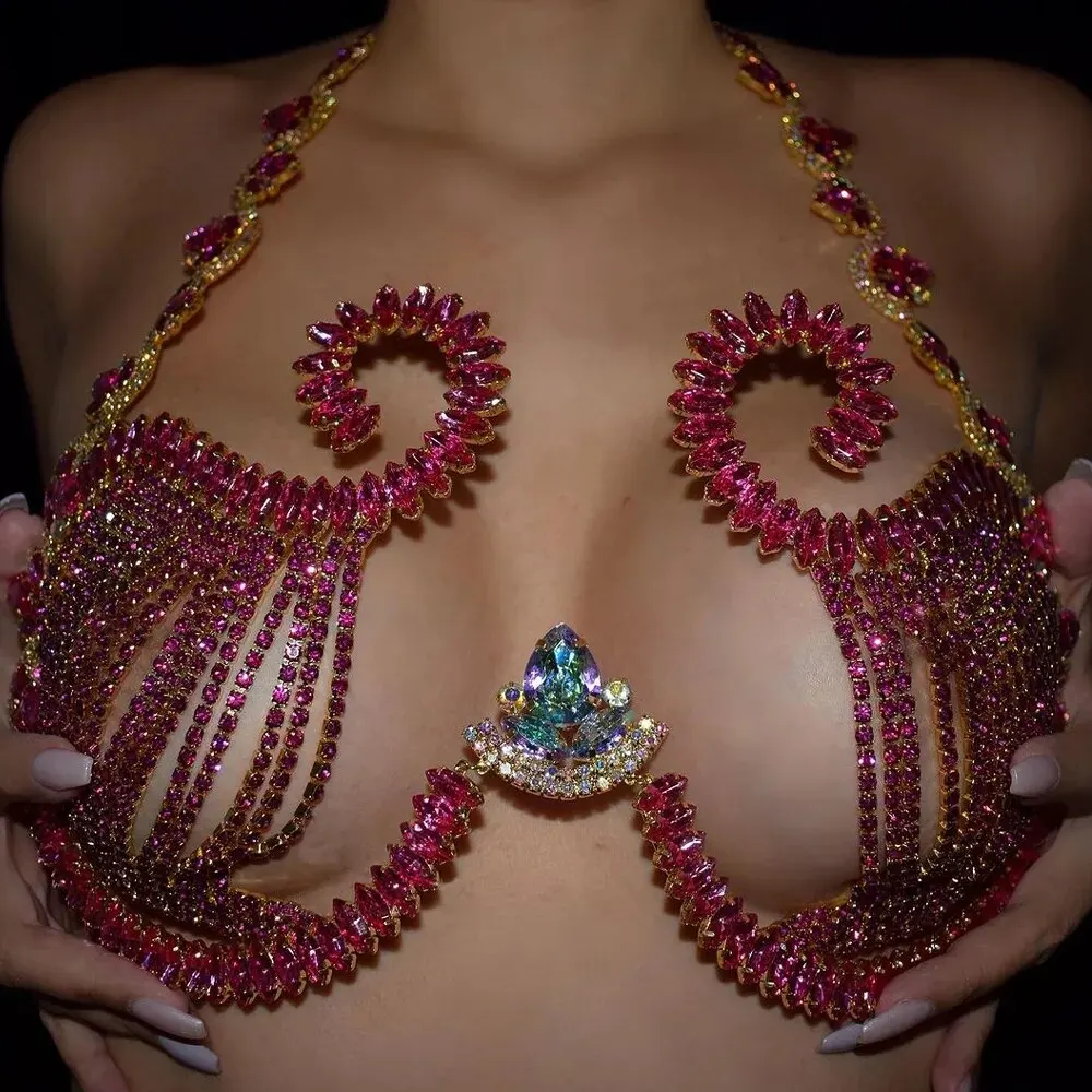 Rave Pink Crystal Chest Bracke - đánh giá và giá Body Jewelry Retainers